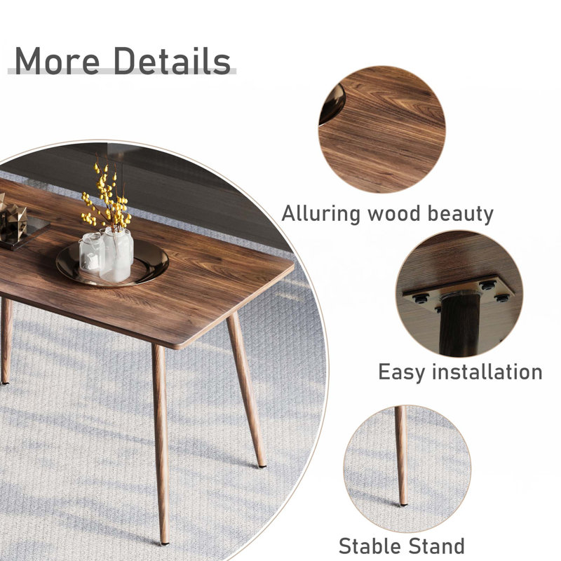 47"  MDF Dining Table, Walnut, Walnut