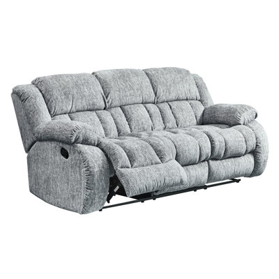 Grey Reclining And , 100% Upholstery Wood Frame, Manual System, Oversized Wide , Rolled Padded Chaise, Fixed Cushions, Extra , Smooth Glide For Living Area In Gray - Fabric, Construction, Attached
