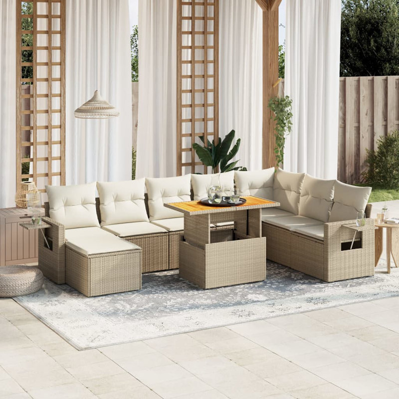 Vidaxl Garden Sofa Set Beige, Cream White