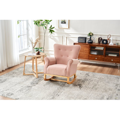 Chaise berçante à haut dossier pour chambre de bébé, siège rembourré confortable en tissu berçant, fauteuil à haut dossier moderne