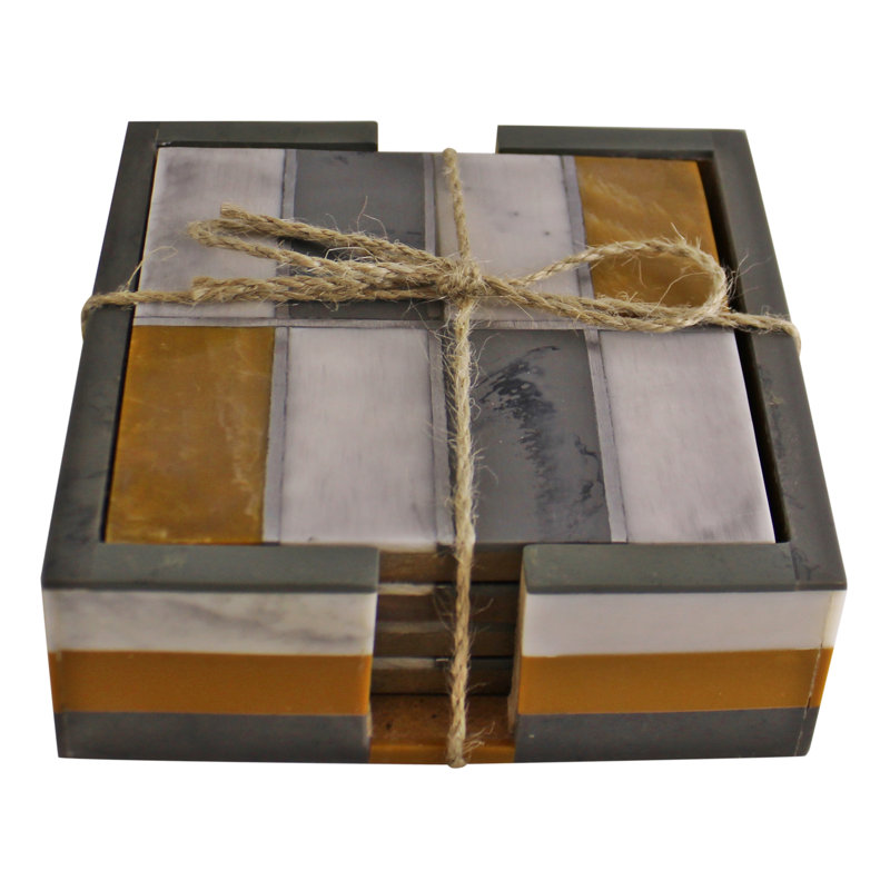 Resin Square 4 Piece Coaster Set
