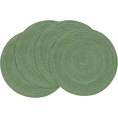 Round Braided Placemats Set Of 4, Washable Heat Resistant Cotton Polyester Circle Place Mats For Kitchen Dining Table