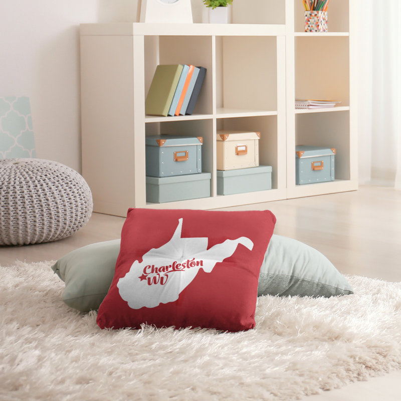 Coussin de plancher touffeté, 26 po x 26 po, Rouge, Charleston