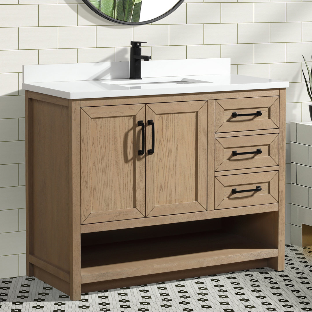 Venice 42'' Single Bathroom Vanity with White Quartz Top Ari Kitchen & Bath