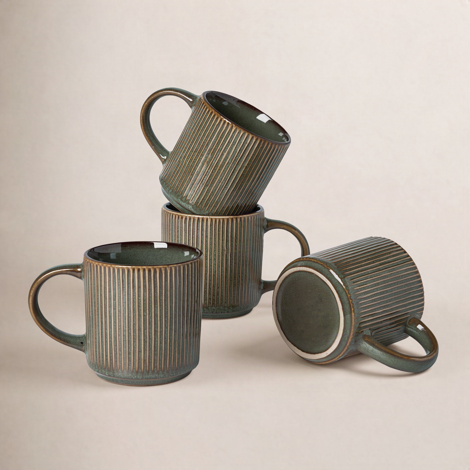 Black Ceramic Mug, Moss