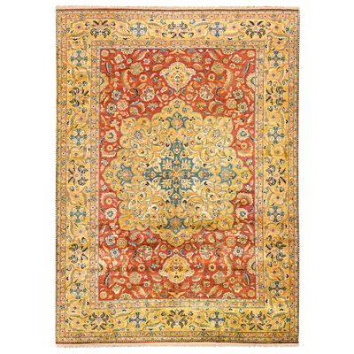 High-Quality Hand-Knotted Red And Gold Area Rug