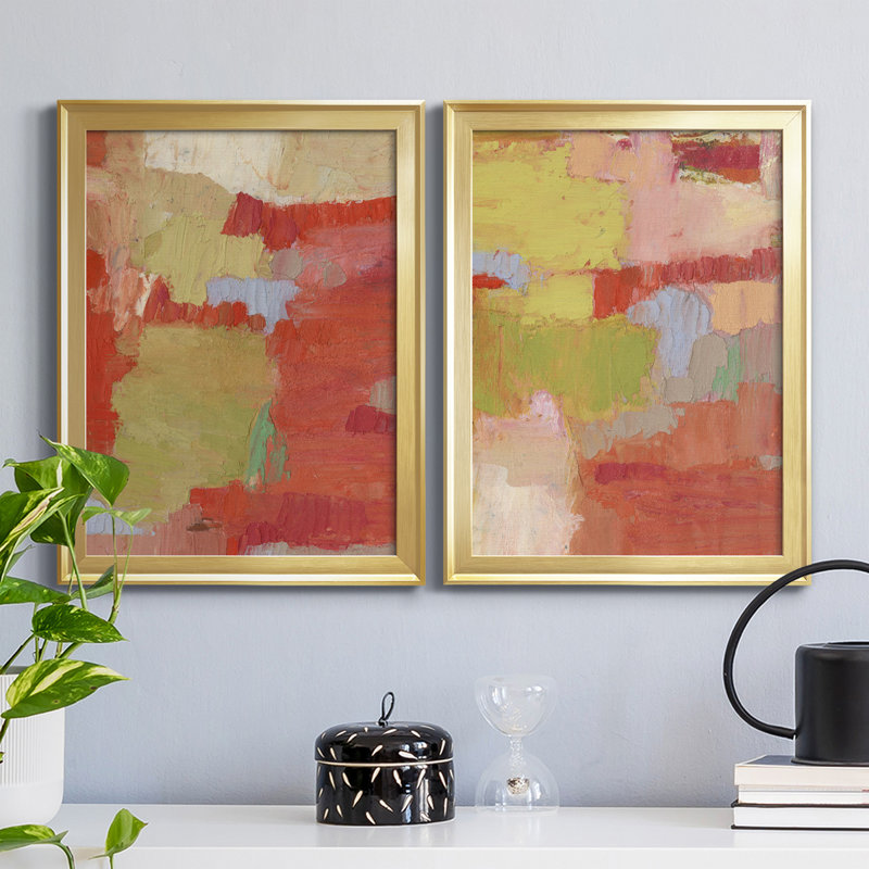 Bright Costa I - ensemble de 2 peintures sur toile encadrées, Cadre doré, H 36,5 po x l 53 po x P 1 po