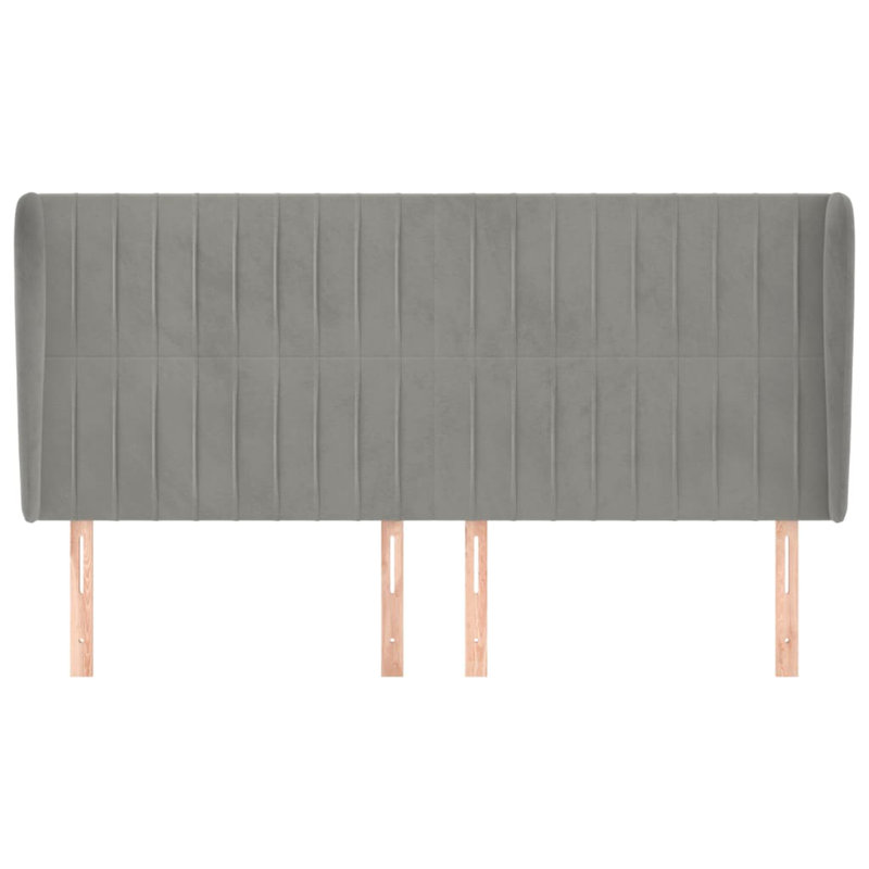 Upholstered Headboard, 128cm H x 203cm W x 23cm D, Light Grey Velvet