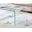 Table basse moderne en verre, table basse en cascade transparente, table de salon minimaliste avec bords arrondis, contemporaine