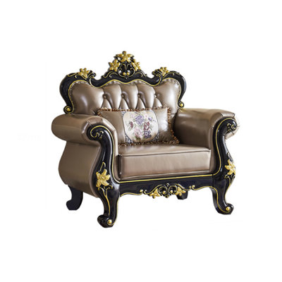 Fauteuil en cuir véritable capitonné European