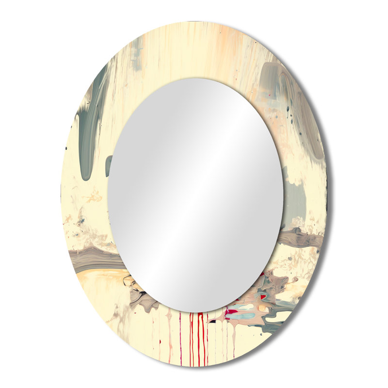 Dancing Alone Minimal Abstract Painting - Large Oval Wall Mirror On Metal, 43" x 33"