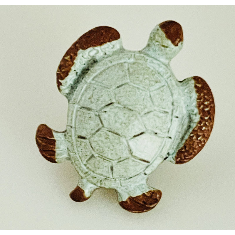 Bouton de tortue vert-de-gris rétro