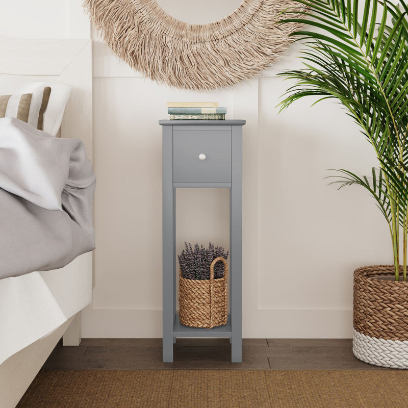 Sorkin 25cm W Solid Wood Bedside Table, Grey