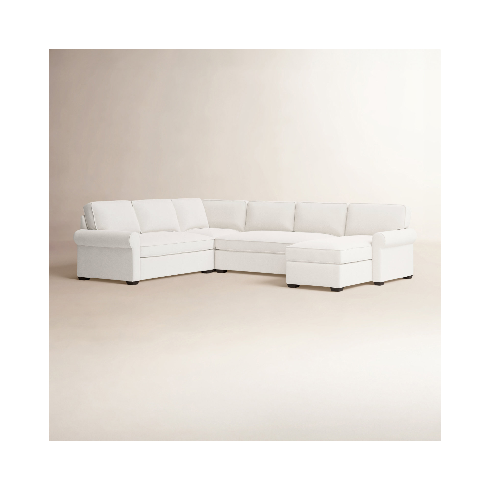 Porter Upholstered U-Sectional, Nomad Snow Crypton® Chenille, Right Hand Facing