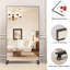 Grand miroir suspendu carré noir de 67 po x 40 po avec cadre en métal et roues mobiles, idéal pour la chambre à coucher, le salon, le plancher surdimensionné argenté haute définition à réglages multiples