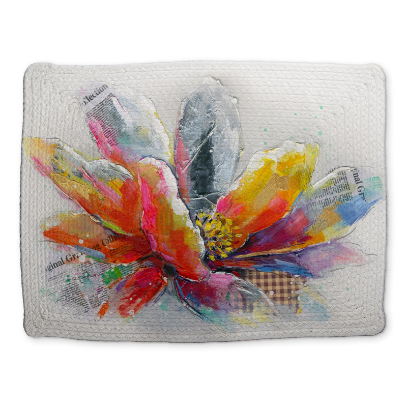 Abstract Flower Braided Polyester Placemat | Industrial Decor