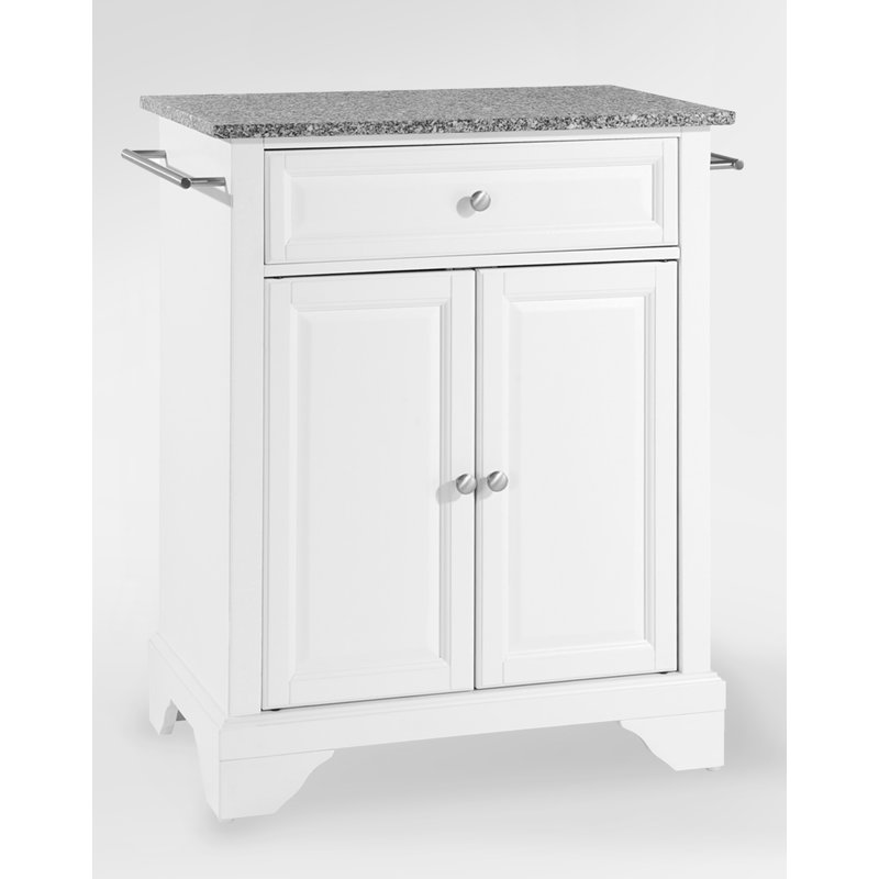 Chariot de cuisine avec plateau en granite Hedon, Blanc