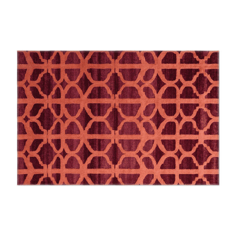 Trellis Pink Indoor and Outdoor Area Rug, Rectangle 9' x 12'