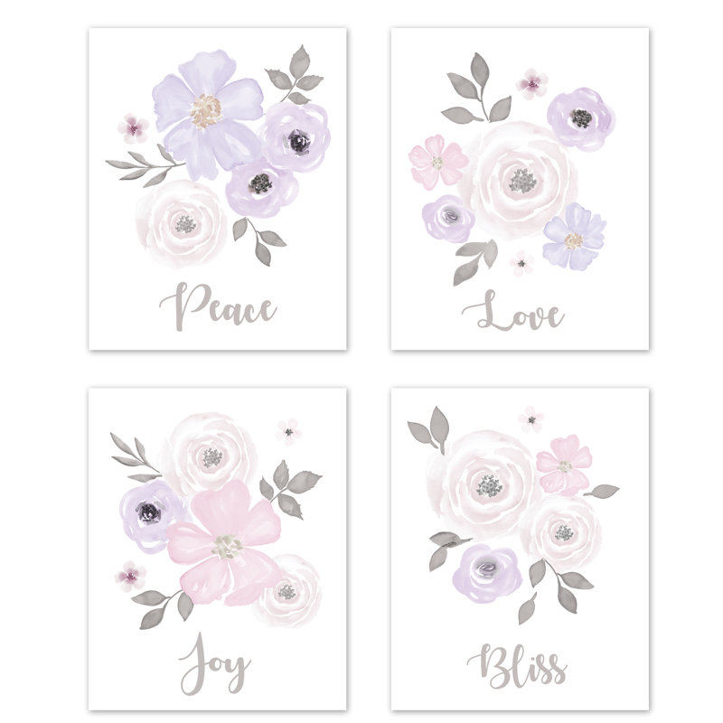 Impression sur papier aquarelle, Lavande / mauve / rose