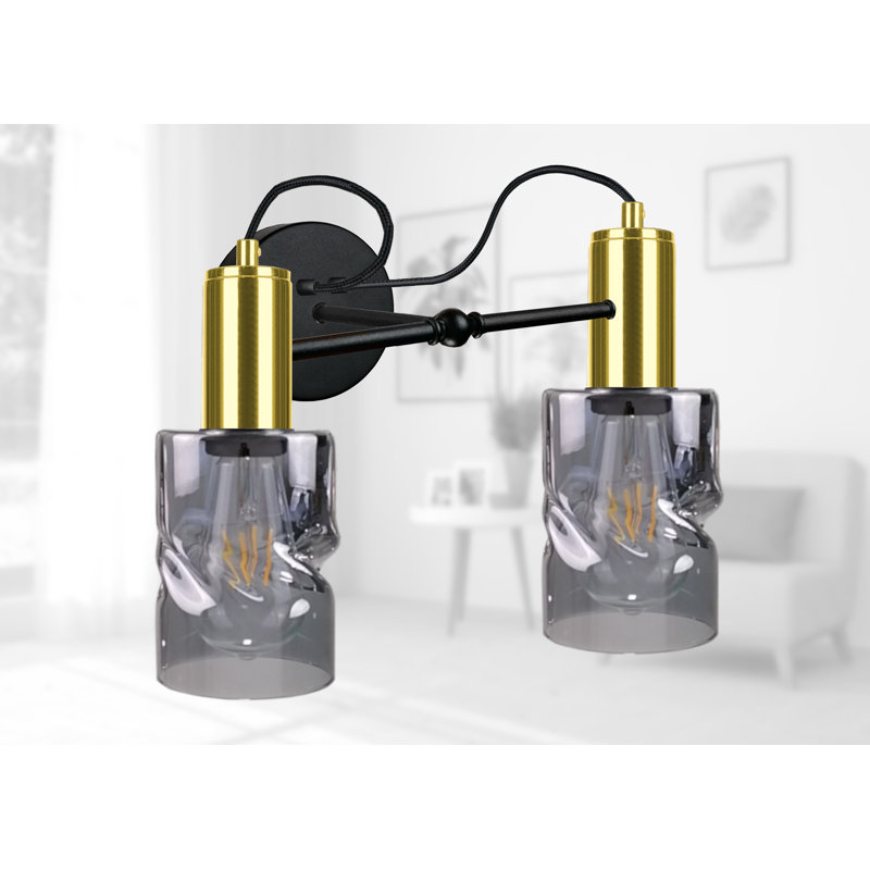 Obion Steel Armed Sconce, Black/Gold