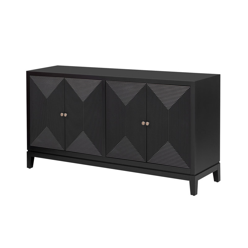 Stockbridge 60" Mid-Century 4-Door Sideboard, Black