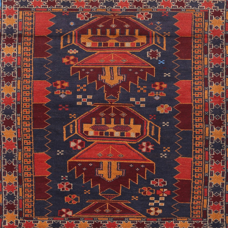 Tapis rouge à motif sud-ouest, Rond 7 pi