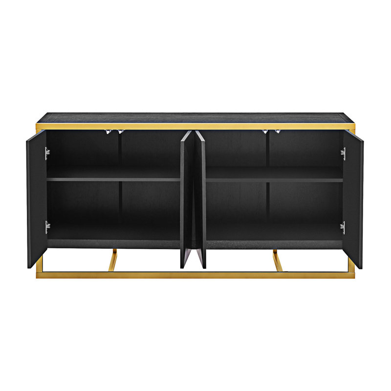 Buffet moderne avec pieds en métal uniques, Noir