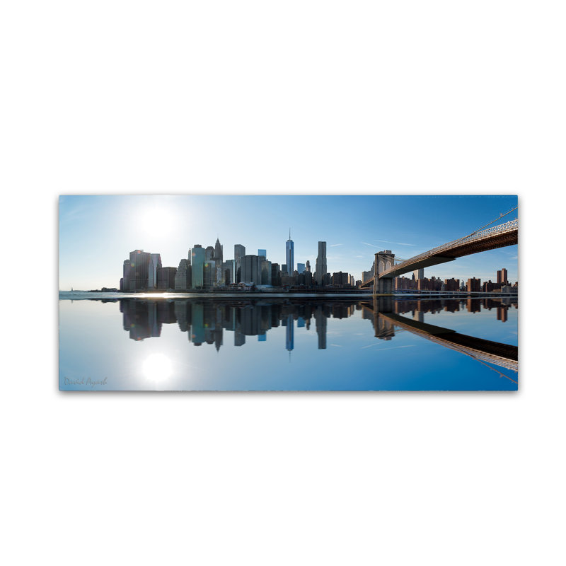 Panoramic New York Cityscape Canvas Print in Blue and Gray