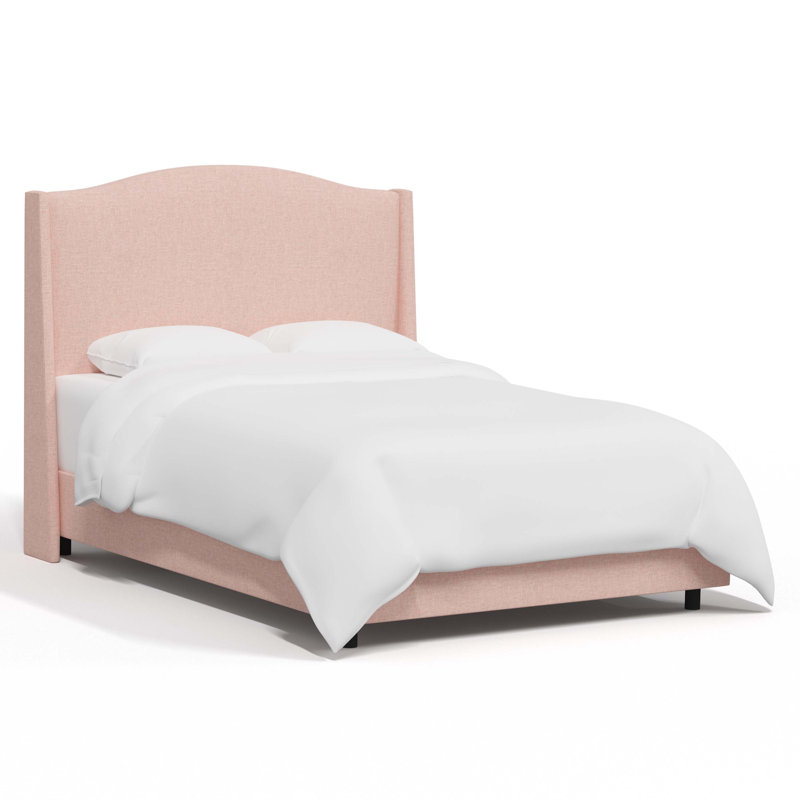 Claritha Upholstered Wingback Bed, Zuma Rosequartz Textured Linen, Full