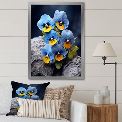 «Blue Blue Pansies», photo vibrante sur toile