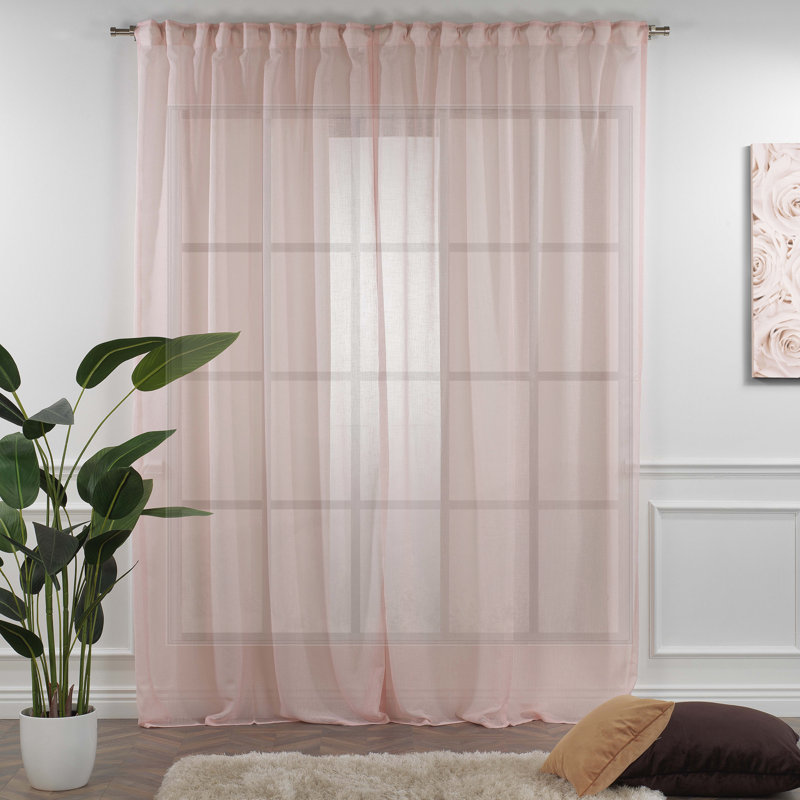 Extra Long Sheer Curtain Panels, 52" W x 120" L, Pink