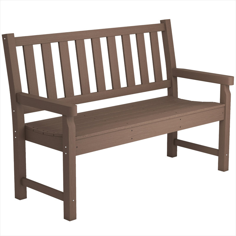 Banc avec Hdpe brun, PEHD résistant aux intempéries, 19,2 x 9,1 x 14,1 po et jardin courbé avec teinte brune