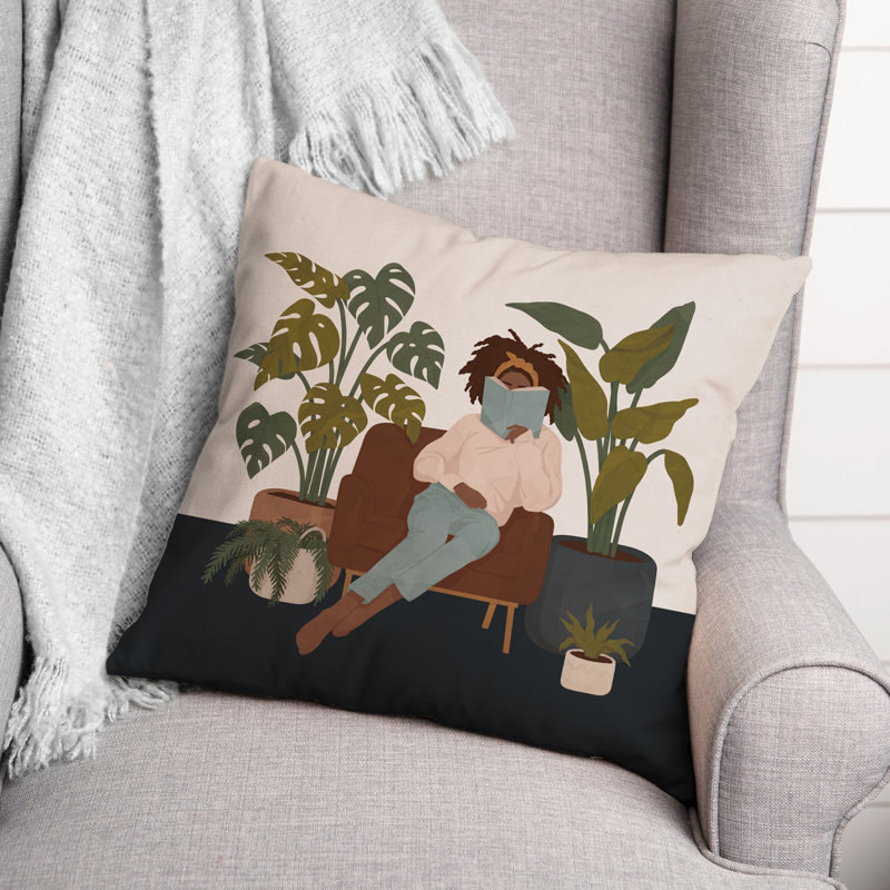 Tropical Brown and Beige Square Throw Pillow