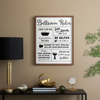 Scrub a Dub Dub Rules Framed Print - Solid Wood