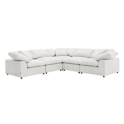 6 pièces de canapé modulaire en lin, 3 fauteuils d'angle et sans accoudoirs, canapé modulaire à structure en bois avec lin, 167,53 po Largeur, siège en mousse complète