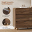 Commode moderne à 9 tiroirs en noyer avec coins arrondis, grand coffre de rangement sans poignées, idéal pour la chambre, la chambre d'enfant, le salon et l'entrée.-394478312