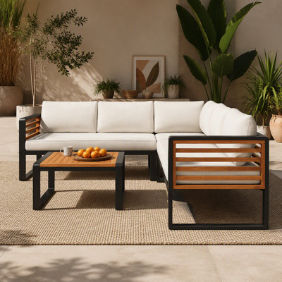 4 Pieces Outdoor Patio Conservation Set Sectional L-Shaped Sofa Outdoor Sectional Outdoor Sofa Outdoor Set