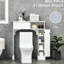 Armoire autoportante au-dessus de la toilette, blanche avec tablettes réglables, peu encombrante pour les serviettes de bain et les articles essentiels