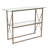 Heins Glass Console Table with Criss Cross Matte Gold Frame - Occasional Table