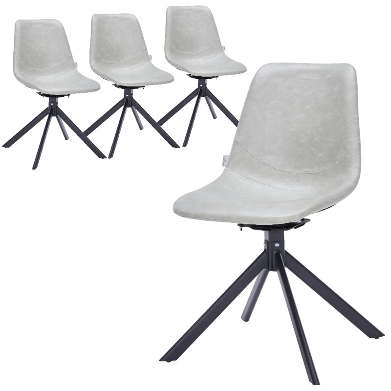 Matthew Leather Dining Side Chair With 360-Degree Swivel And Powder-Coated Iron Legs Matthew Collection, Green, 4