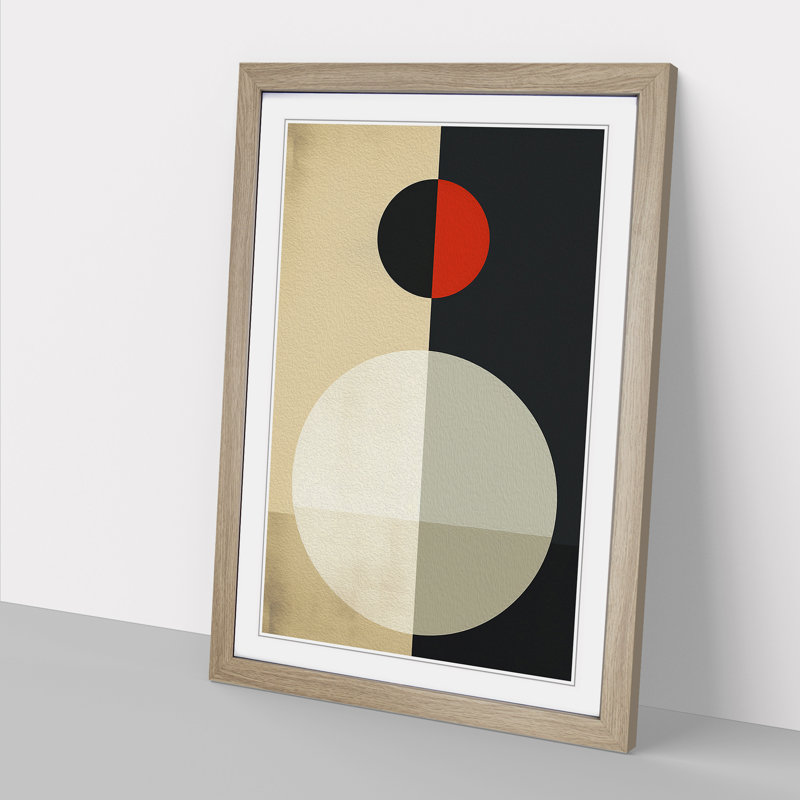 Minimalist Geometric No.3 - Single Picture Frame Print on Wood, 34cm H x 25cm W x 2cm D, Oak Framed