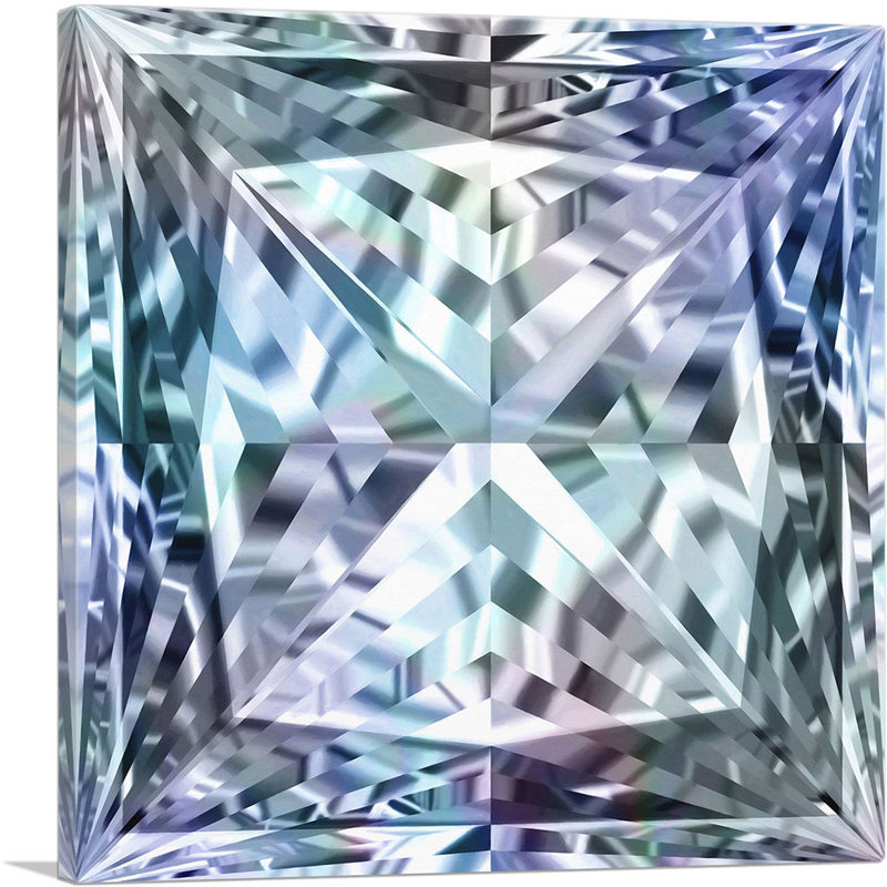 Bleu blanc, princesse, diamant taillé, impression sur toile tendue, H 26 po x l 26 po x P 1,5 po