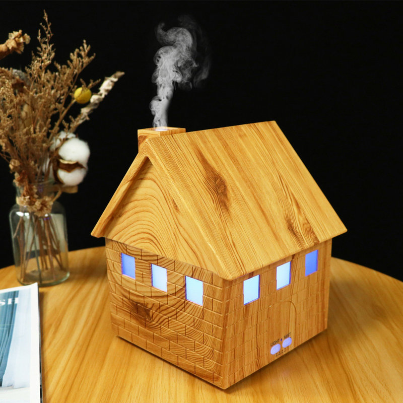 Diffuseur d'arôme d'humidificateur en forme de maison avec lumières à DEL de 7 couleurs USB Mini diffuseur d'huile à grande capacité pour la maison
