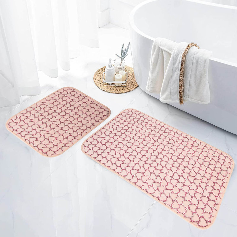 Alon Cotton Twill Non-Slip Bath Mat, Pink
