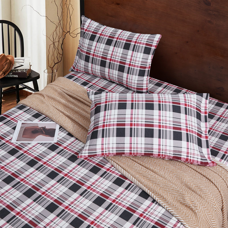 Ensemble de draps en flanelle, Ensemble de draps pour très grand lit avec 4 taie