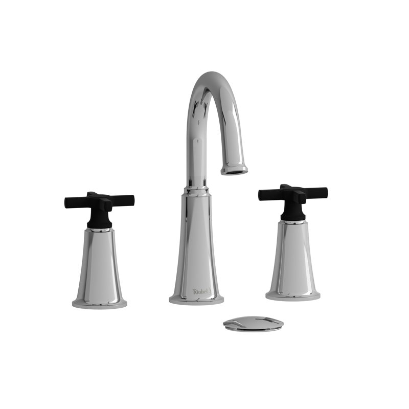 Momenti™ Widespread Bathroom Faucet with Drain Assembly, Cross, Chrome/Black