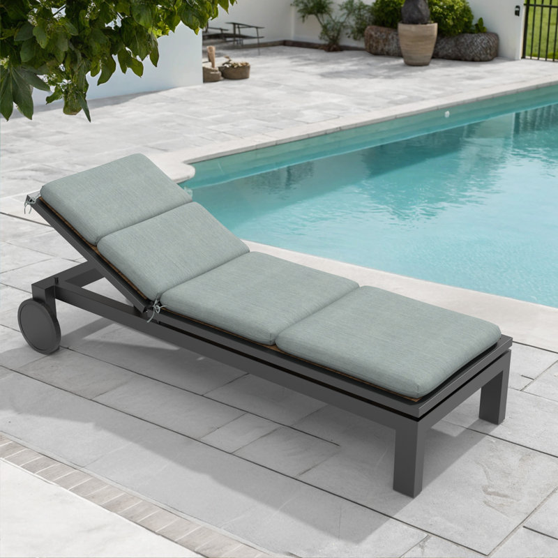74" x 22.5" Outdoor Sunbrella Chaise Lounge Cushion (Set of 2), 3″ High-Density Foam Replacement Cushion, Cast Mist, 2