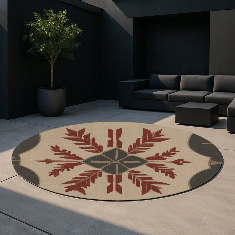 Palace Pathway Indoor And Outdoor Area Rug, Round 5'