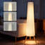 HOMCOM Dimmable Standing Lamp with Foot Switch, White and Natural
