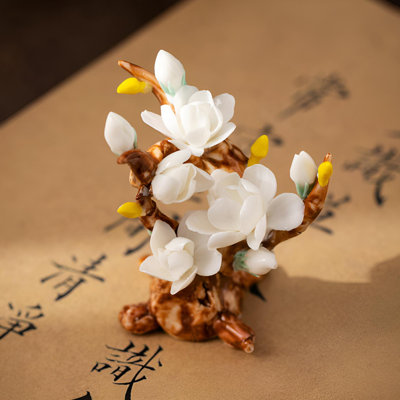 Vibrant Porcelain Floral Cluster - Artistic Desk Display